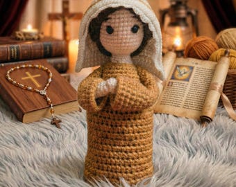 Mutter Maria handgemachte häkeln, Jungfrau Maria Amigurumi, christliche Häkelpuppe religiös, spirituelle Wohnkultur, Mutter Oma treues Andenken