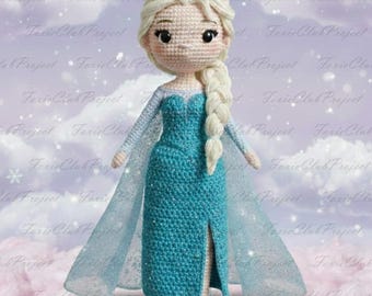 Inspired Ice Princess Crochet Dolls, Fairy Tales Elsa Amigurumi, Princess Colectible Dolls, Perfect Handmade Gifts Birthday Girl, With Coat