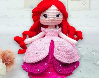 Meerjungfrau Prinzessin Gefüllte Häkelpuppen, Märchen Meerjungfrau Amigurumi, Prinzessin Spielzeug Sammlerpuppen, Perfekte Handgefertigte Geburtstagsgeschenke