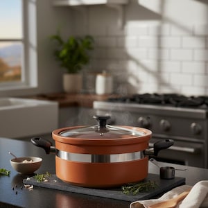 手作りの釉薬をかけた粘土ハンディ | 平底の土鍋