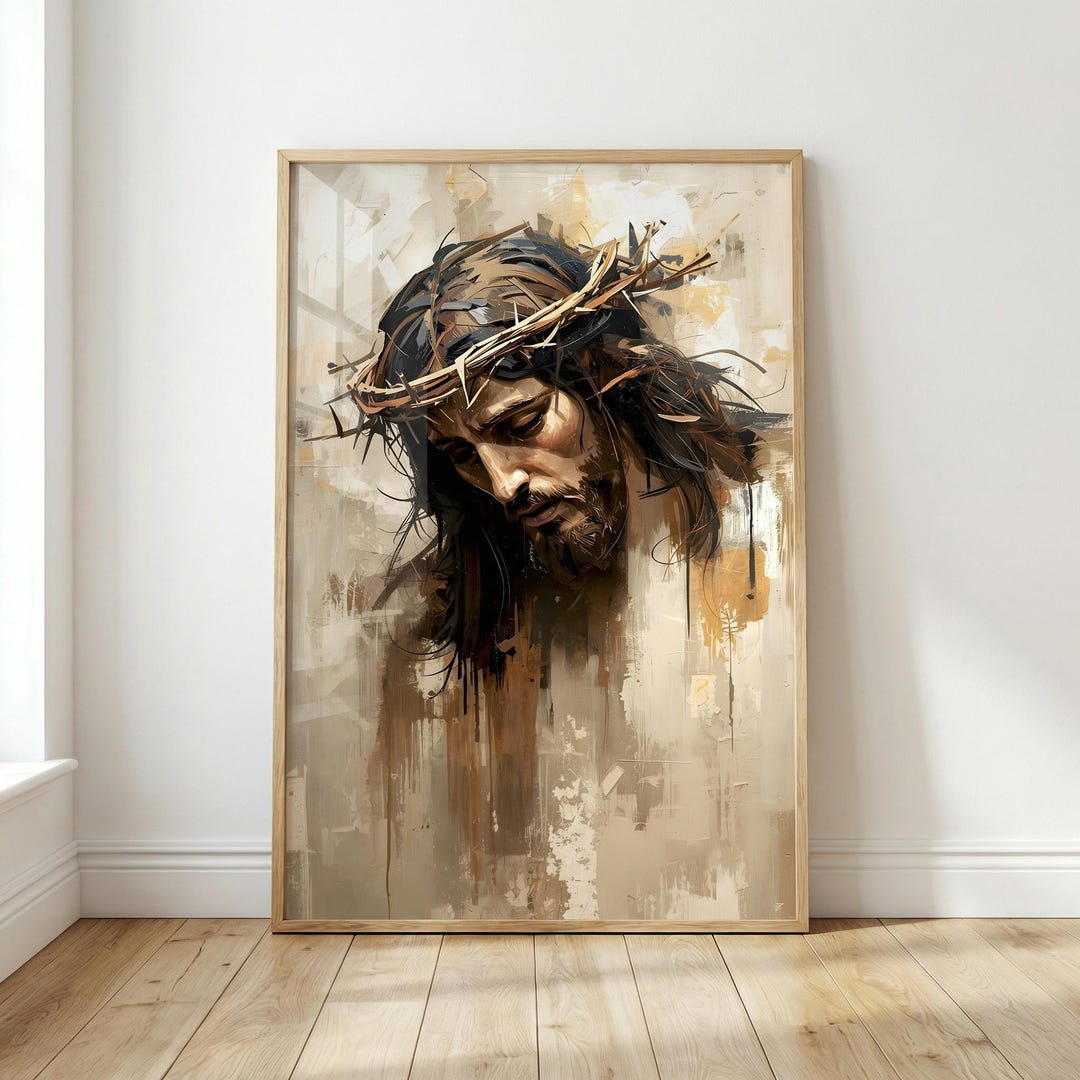 Jesus Painting Crown of Thorns – Christian Wall Art | Easter Gift ...
