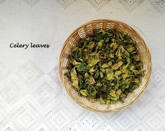 Dried Celery Leaves 10, 25 or 50 g. Apium graveolens var. secalinum. Picked and dried herbs, spices. Celery Dried Cut Leaves, organic herbs