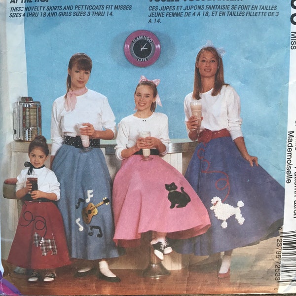 McCall's 7253 Miss Poodle Skirt Costume Complete / Poodle skirt Costume Size XS-L