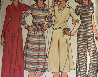 Uncut Vintage McCalls 5892 Boho Sewing Pattern 1977 Dress Pattern, Skirt Pattern, Top Pattern and Pants Pattern Size 10 32.5 Bust RARE
