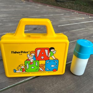 Vintage 1979 Fisher Price Yellow Play Toy Lunch Box, Art Box for Kids