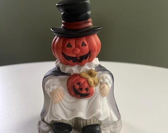 Vintage Ceramic Top Hat Tea Light Candle Holder 6 Inch Jack O Lantern with Box by K-Mart