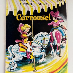 Vintage 60s Carrousel A Complete Story Color By Number Coloring Book Unused