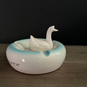 Vintage Mid Century Swan Souvenir Ashtray Trinket Tray