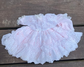 Vintage Frilly Pink Doll Dress and Bloomers Size 14