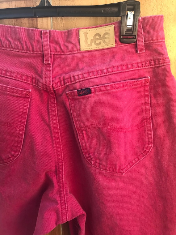 Vintage 80s High Waist Lee Jeans / 90s Magenta Hi… - image 4