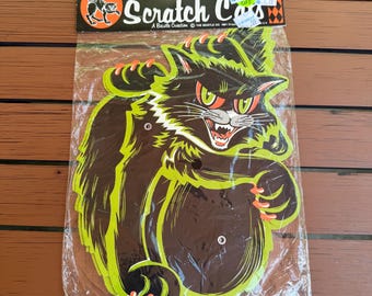 Vintage Beistle Scratch Cats Die Cut Decorations, 1981 Halloween