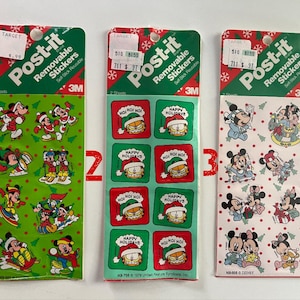 Stickers de Noël vintage 3 M Mickey et Minnie, Garfield et bébés Disney