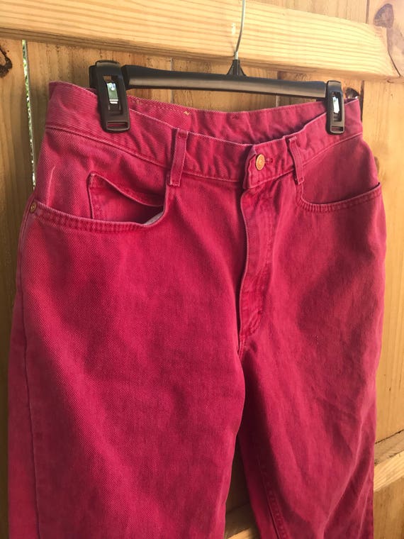 Vintage 80s High Waist Lee Jeans / 90s Magenta Hi… - image 3