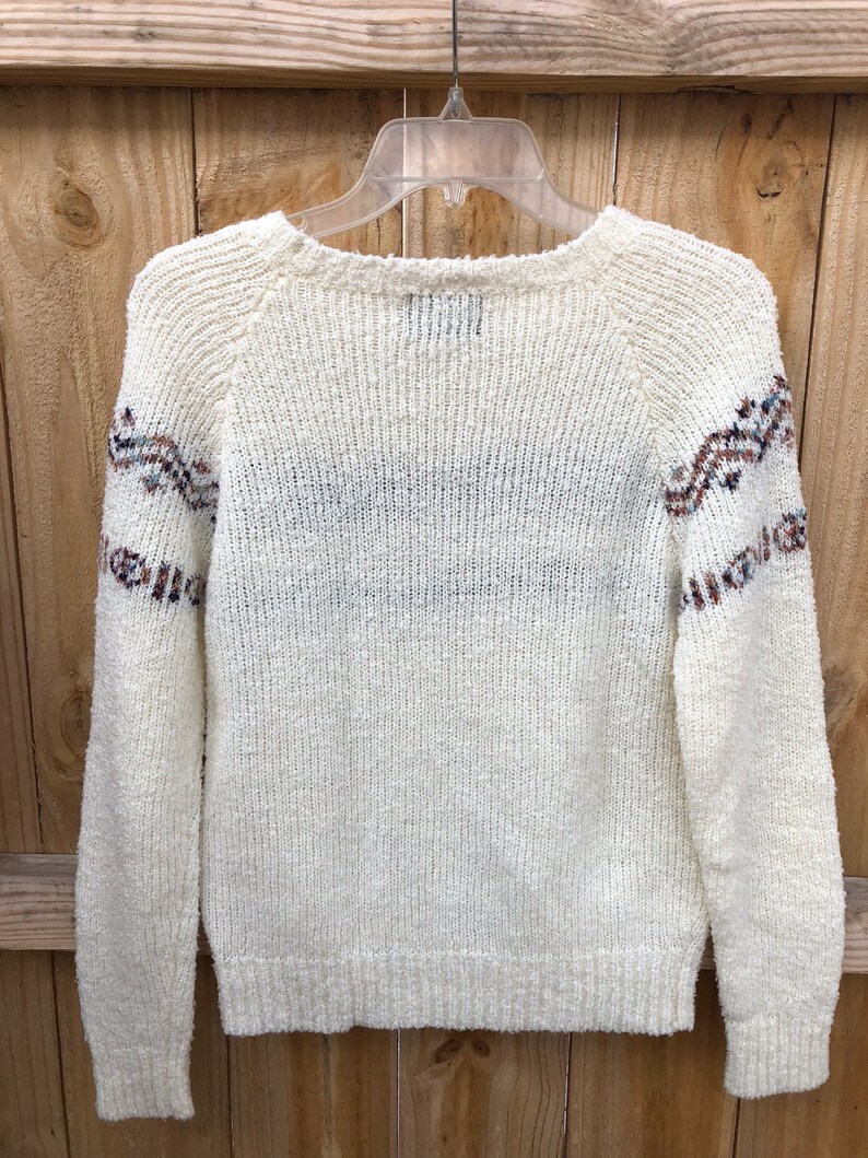 Vintage 80s Off White and Abstract Knit Sweater by Knitivo Woman/'s Small Vintage Acrylic Knit Sweater