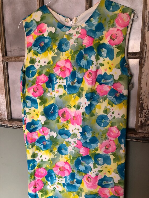 60s Vintage Floral Pastel Shift Dress / Pretty Fl… - image 2