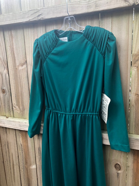 Vintage 80s Teal Green Dress By Rhodes Collection… - image 2
