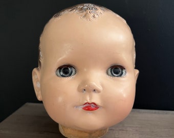 Vintage Ideal Doll Head, Replacement Doll Head, Large 5.5” Vinyl Doll Head, Ideal Doll Parts, Doll Repair, Creepy Doll Display, Altered Art