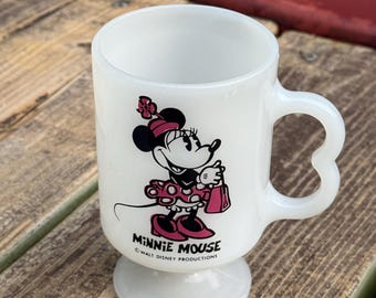 Vintage Disney Productions Minnie Mouse Milk Glass Pedestal Mug