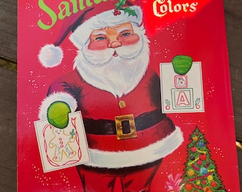 Vintage 1969 Whitman Santa’s Follow the Colors Coloring Book | Unused Christmas Coloring Book | Mid Century Holiday Activity Book | Stocking