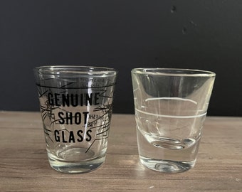 Vintage Shot Glasses Set of 2 /  Genuine Shot Glass