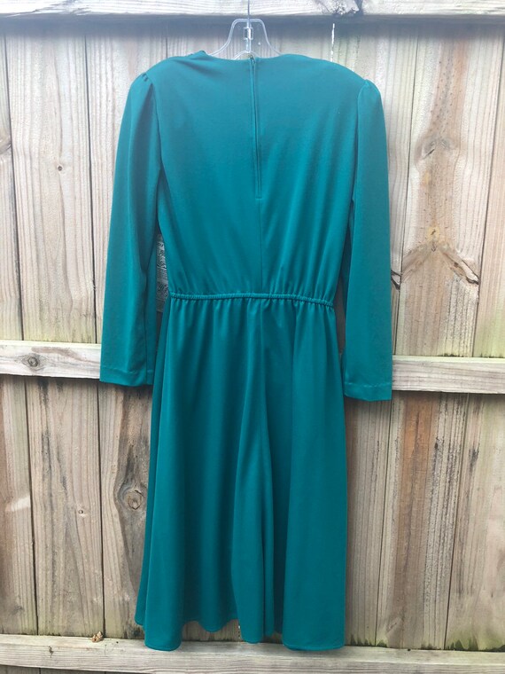 Vintage 80s Teal Green Dress By Rhodes Collection… - image 3