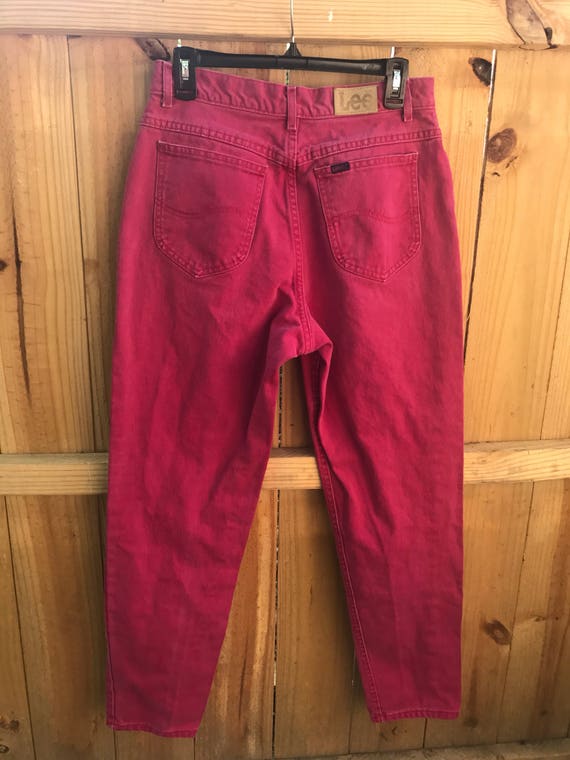 Vintage 80s High Waist Lee Jeans / 90s Magenta Hi… - image 2