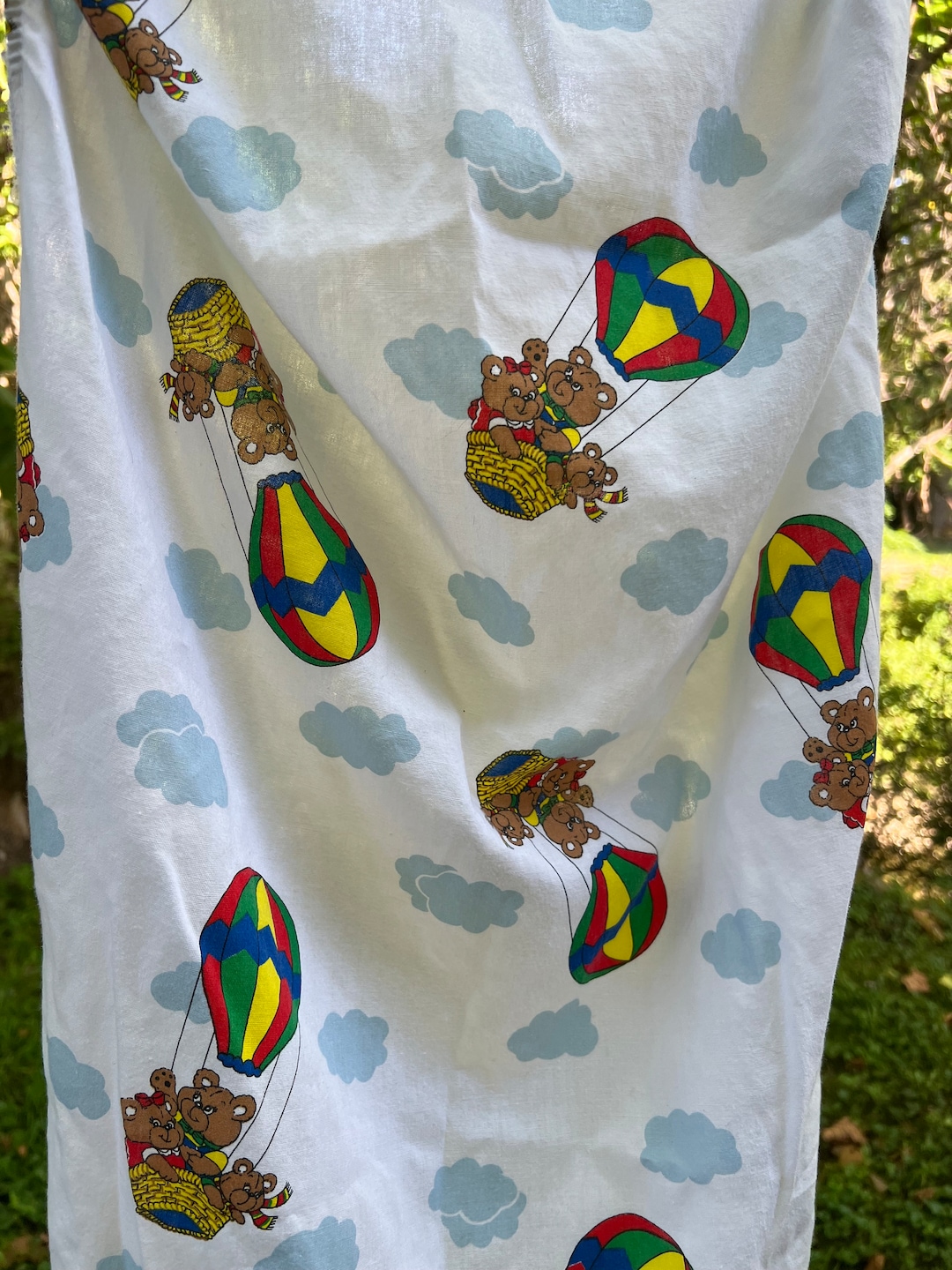 Vintage Baby Sheet / Teddy Bears in Hot Balloons Etsy