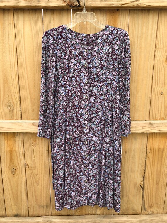 90s Floral Rayon Grunge Dress / 90s Floral Rayon … - image 3