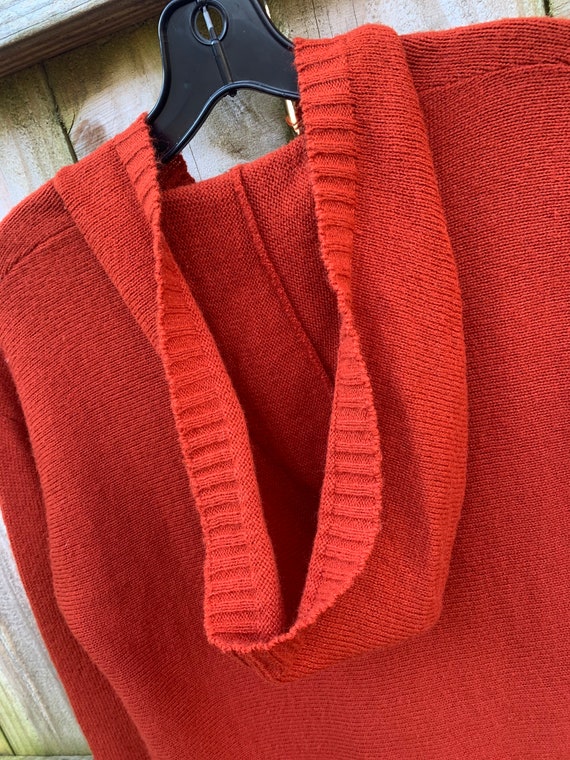 Vintage 70s Burnt Orange Tunic Cardigan By Sears … - image 3