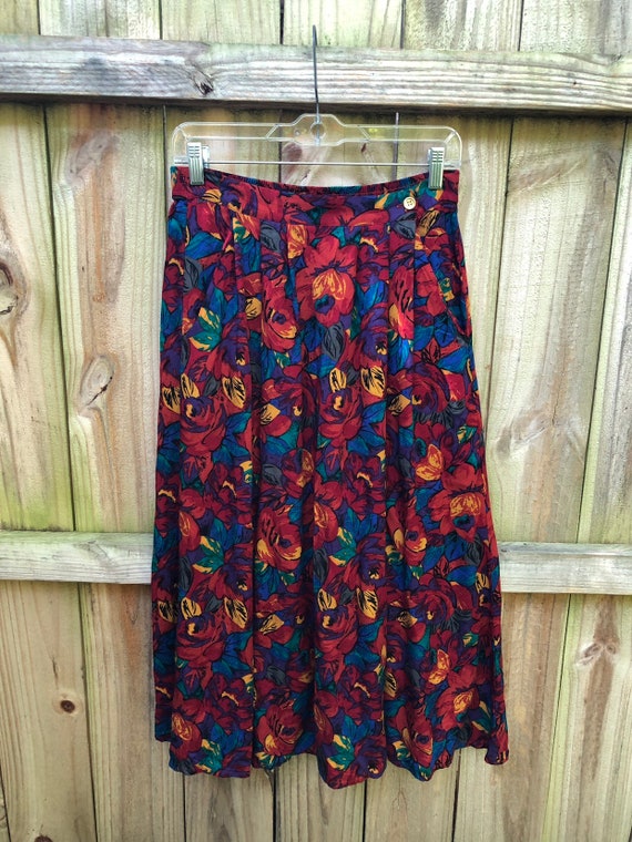 Vintage 80s Chaus Rayon Skirt Size 10