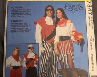 Vintage McCalls Pirate Costume Sewing Pattern Size Adult XL / McCalls 7347