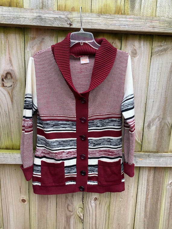 Vintage 70s Space Dye Cardigan Sweater Size Mediu… - image 1