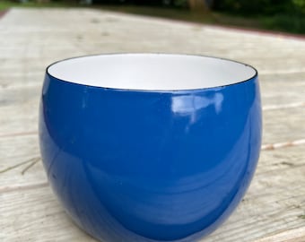Vintage Dansk Kobenstyle Blue Enamel Bowl: Mid-Century Modern Serving