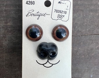 Vintage Puppy Dog Eyes and Nose Doll Parts