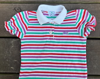 Vintage Toddler Girls Izod Lacoste Striped Polo Size 24 Months