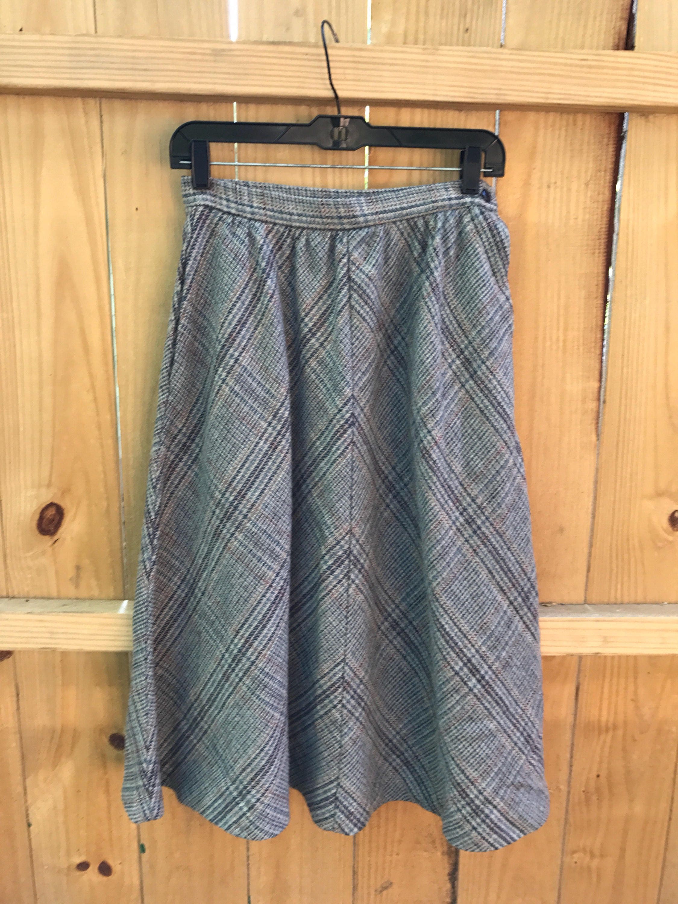 MG Concepts 70s High Waisted Full Wool Plaid Skirt Size 9/10 | Etsy