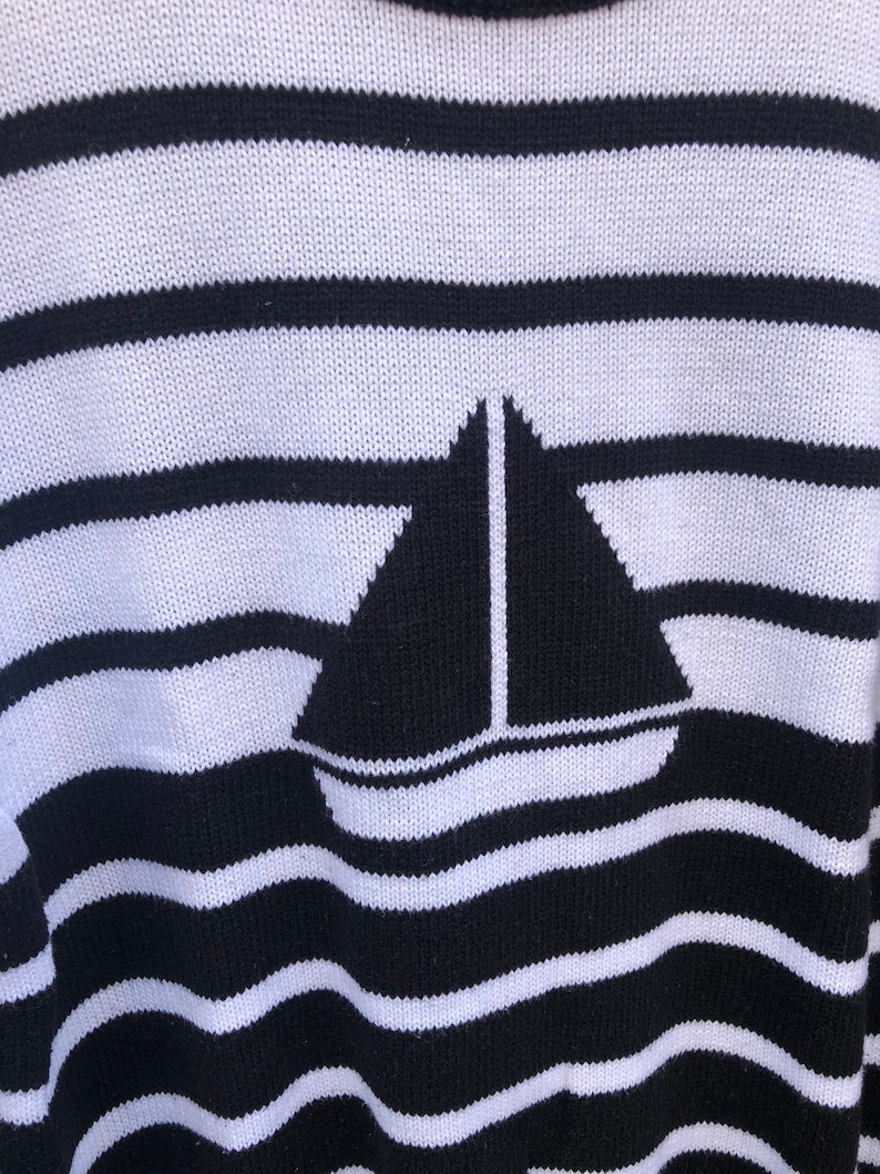 Vintage 80s Nautical Striped Sweater by Idioms Size Medium
