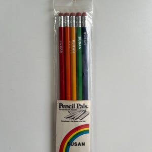 Vintage Pencil Pals Rainbow Personalized Susan Pencils Set of 5 Deadstock