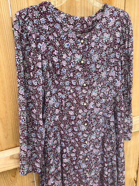 90s Floral Rayon Grunge Dress / 90s Floral Rayon … - image 2