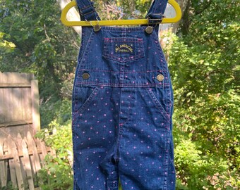 Vintage Baby Girls Heart Healthtex Overalls Size 12 Months