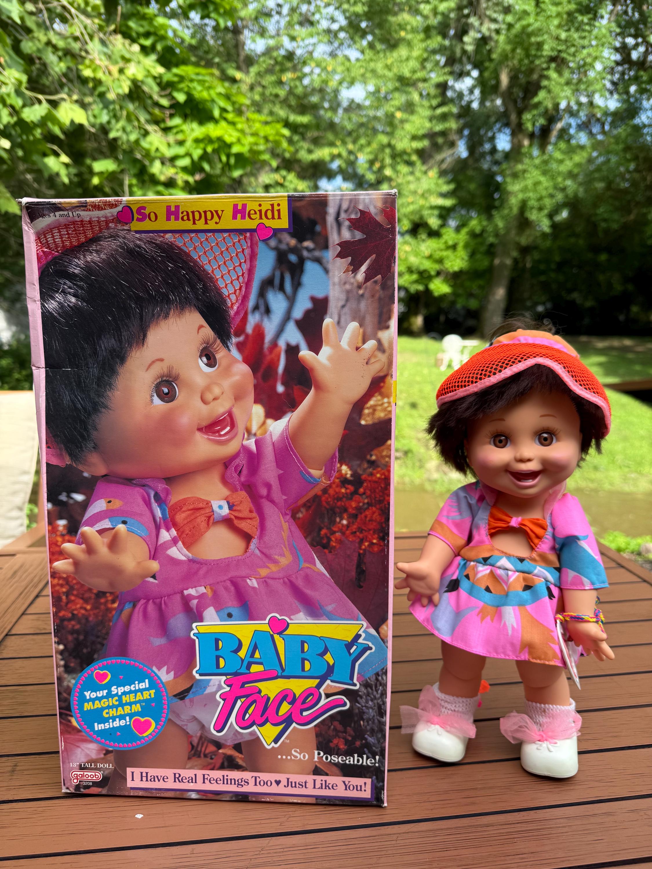 Vintage Galoob Baby Face Doll So Happy Heidi Posable Articulated Brown Hair New