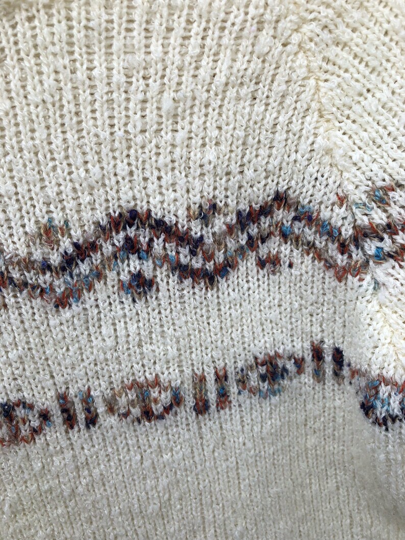 Vintage 80s Off White and Abstract Knit Sweater by Knitivo Woman/'s Small Vintage Acrylic Knit Sweater