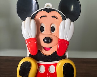 Vintage Mickey Mouse peek-a-boo Wind Up Music Crib Toy by Illco - plays Row Your Boat