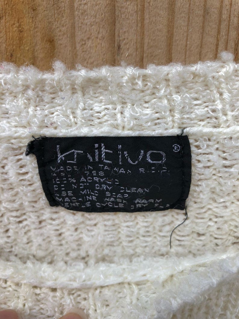 Vintage 80s Off White and Abstract Knit Sweater by Knitivo Woman/'s Small Vintage Acrylic Knit Sweater