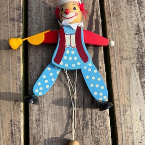 Vintage Clown Jumping Jack Pull String Christmas Ornament
