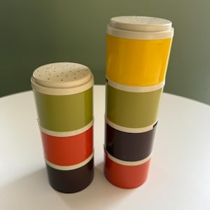 Vintage Tupperware Stackable Spice Containers in Harvest Colors 7 Stackable Containers