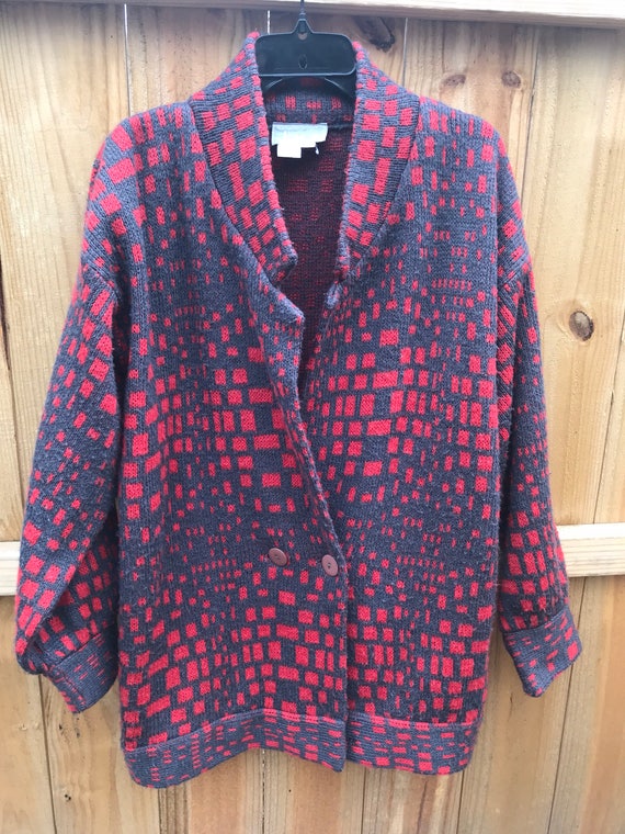Vintage 80s Oversized Sweater Jacket / Retro Cardi