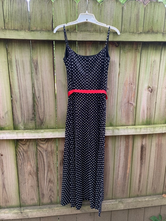 Vintage 90s Jessica Howard Polka Dot Dress / Blac… - image 2