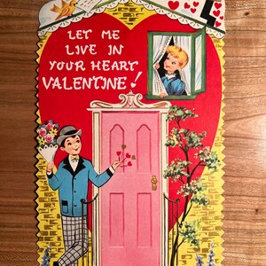 Carte de Saint-Valentin découpée avec des matrices vintage inutilisée/Laissez-moi vivre dans votre coeur
