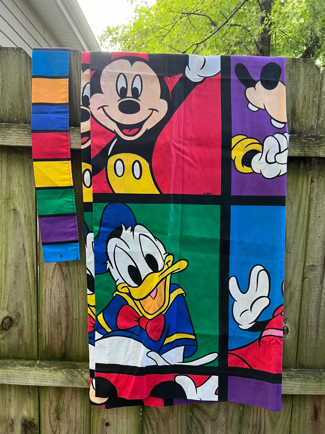 Vintage Colorblock Disneys Mickey Mouse Curtains With Tie - Etsy